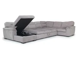 Wanda Queen Pullout Tux Sofa Chaise Sectional In Gray, Left Facing