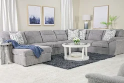 Wanda Queen Pullout Tux Sofa Chaise Sectional In Gray, Left Facing
