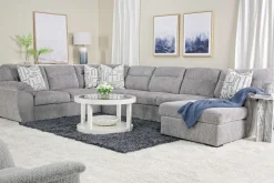 Wanda Queen Pullout Tux Sofa Chaise Sectional In Gray, Left Facing