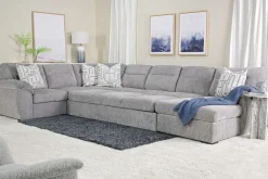 Wanda Queen Pullout Tux Sofa Chaise Sectional In Gray, Left Facing