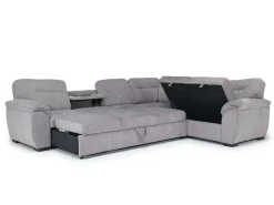 Wanda Queen Tux Sleeper Sectional W/ Drop Table In Gray, Right Facing