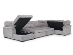 Wanda Xl Storage Chaise Sleeper Sectional In Gray, Left Facing