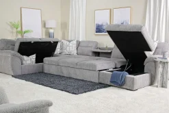 Wanda Xl Storage Chaise Sleeper Sectional In Gray, Left Facing