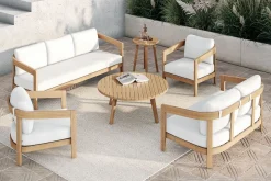 Wesley Outdoor Round Coffee Table In Natural