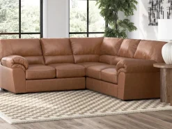 Whitlock Tux Loveseat Sectional In Caramel, Left Facing