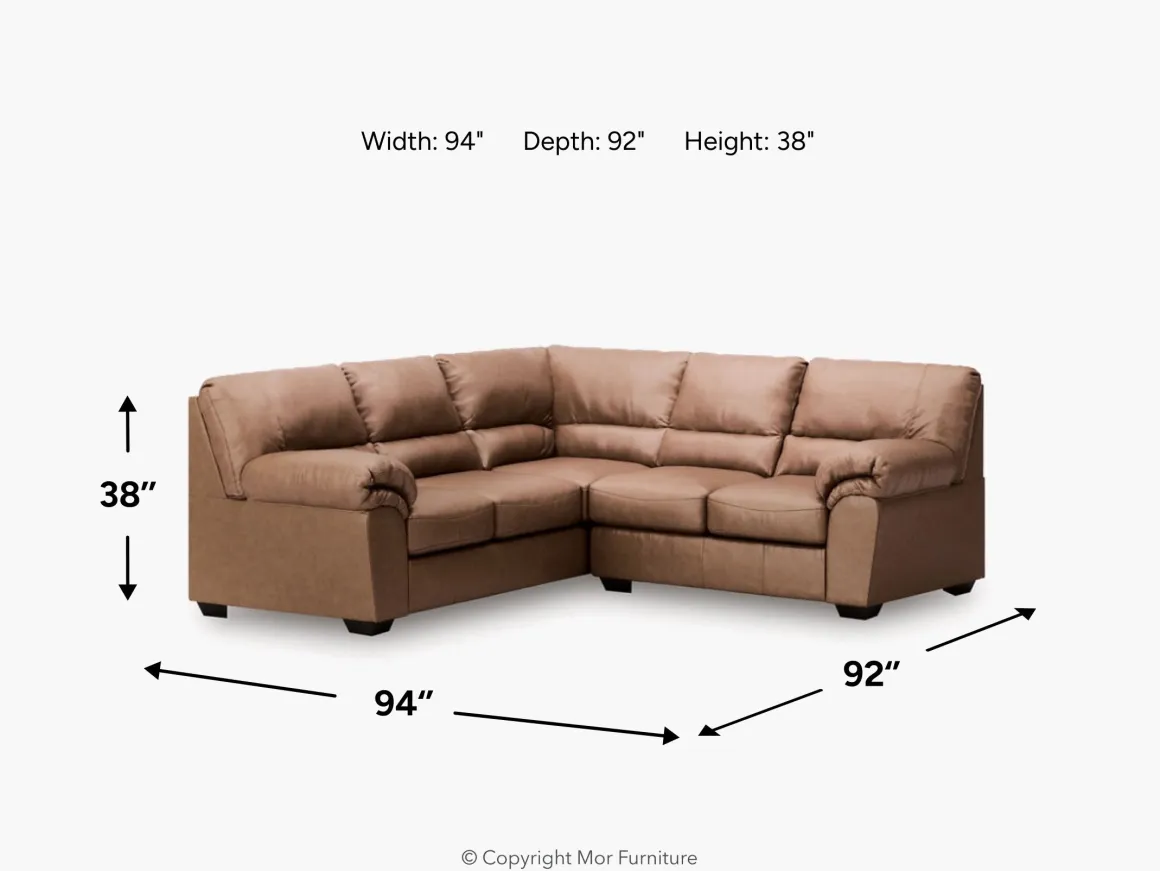 Whitlock Tux Loveseat Sectional In Caramel, Left Facing