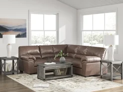 Whitlock Tux Loveseat Sectional In Caramel, Left Facing