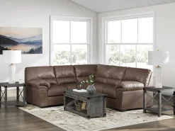 Whitlock Tux Loveseat Sectional In Caramel, Left Facing