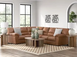 Whitlock Tux Sofa Sectional In Caramel, Left Facing