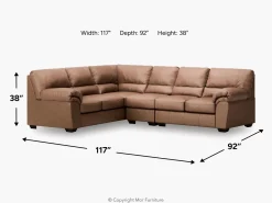 Whitlock Tux Sofa Sectional In Caramel, Left Facing