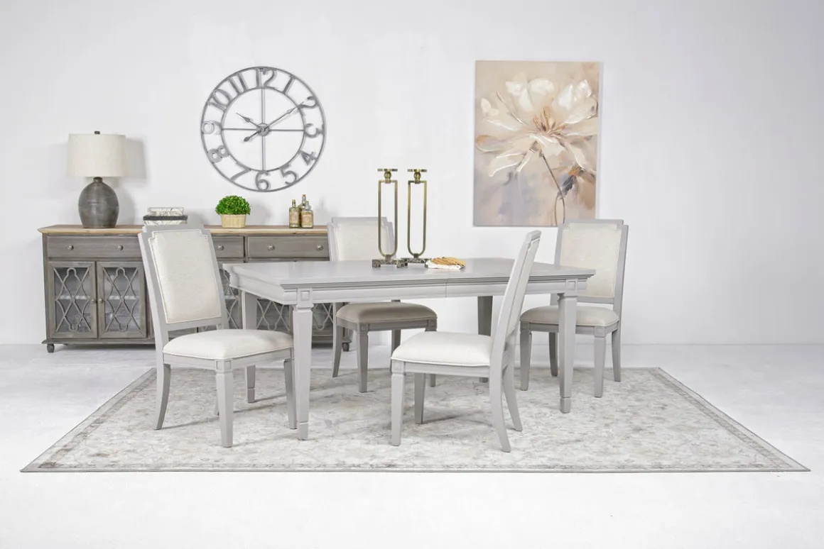 Willowbrook Dining Table & 4 Chairs In Pebble, Slat