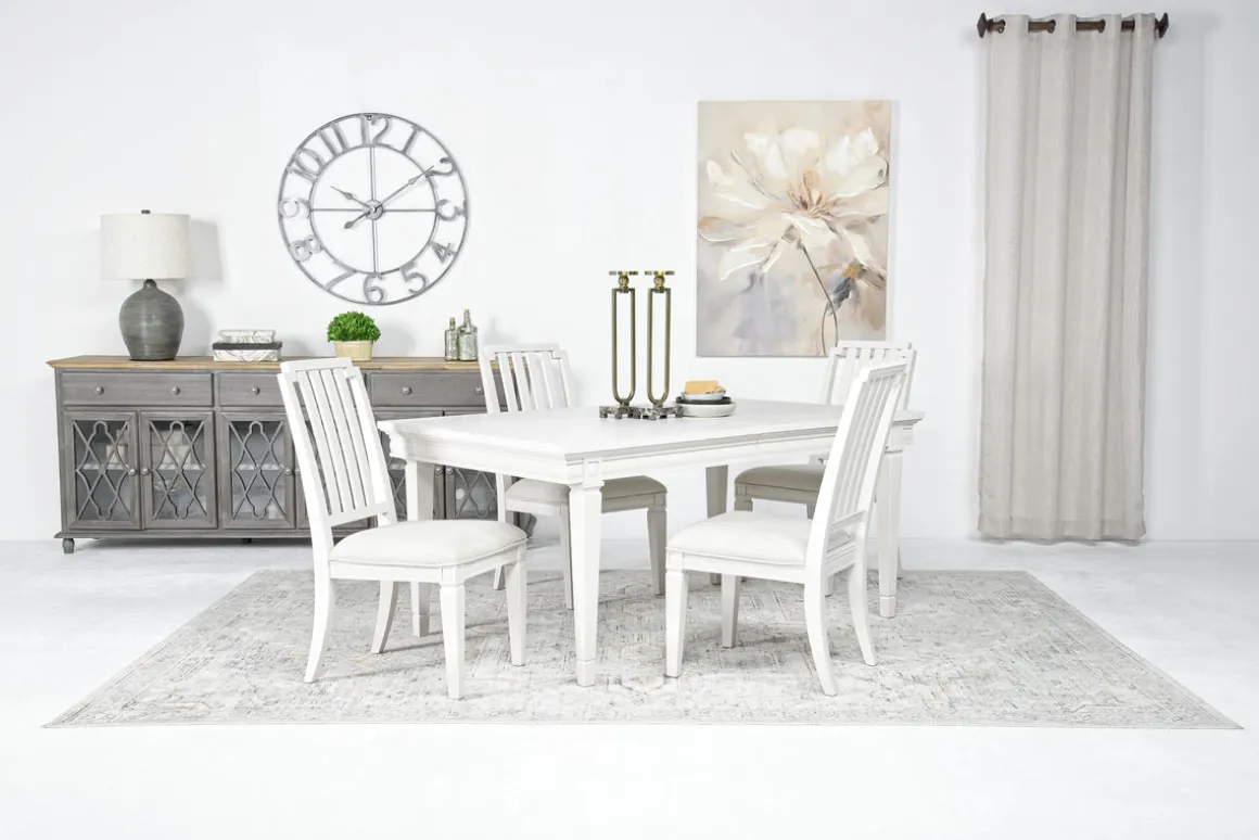 Willowbrook Dining Table & 4 Chairs In Pebble, Slat