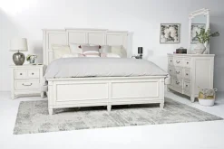 Willowbrook Panel Bed, Dresser, Mirror & Nightstand In Pebble, Queen