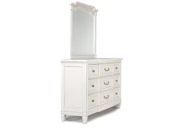 Willowbrook Panel Bed, Dresser, Mirror & Nightstand In Pebble, Queen