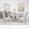 Willowbrook Round Dining Table & 4 Chairs In Pebble, Slat