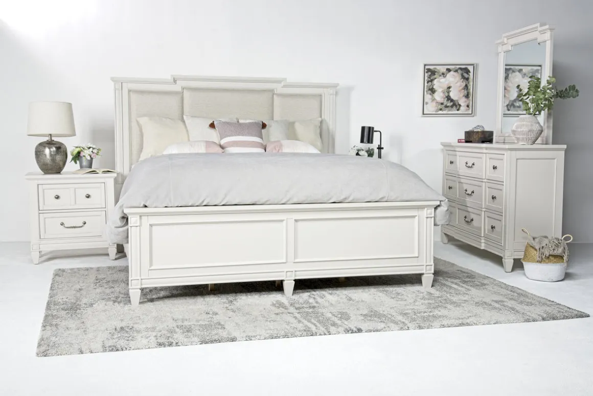 Willowbrook Upholstered Panel Bed In Pebble, Queen