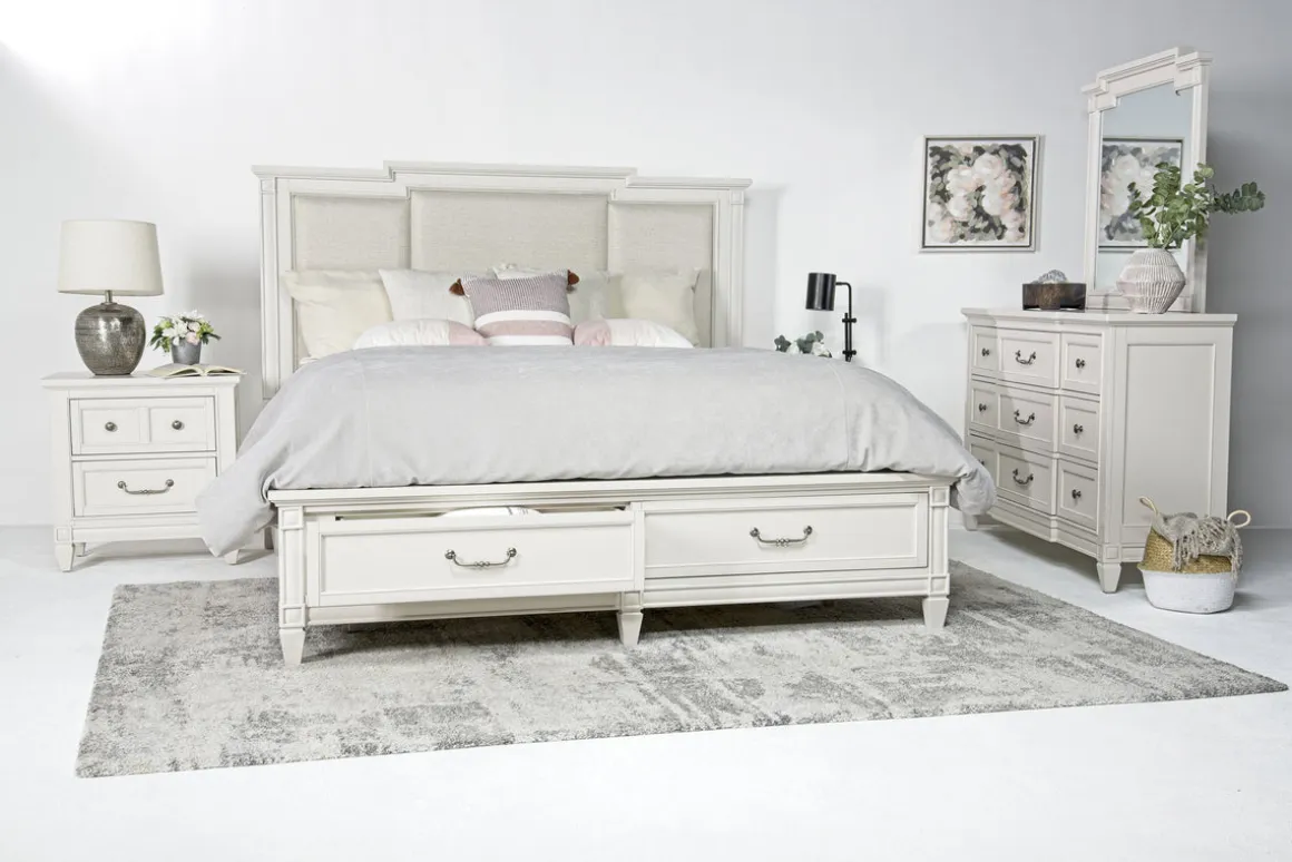 Willowbrook Upholstered Panel Bed In Pebble, Queen