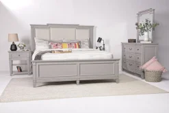 Willowbrook Upholstered Panel Bed In Pebble, Queen