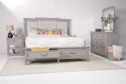 Willowbrook Upholstered Panel Bed In Pebble, Queen
