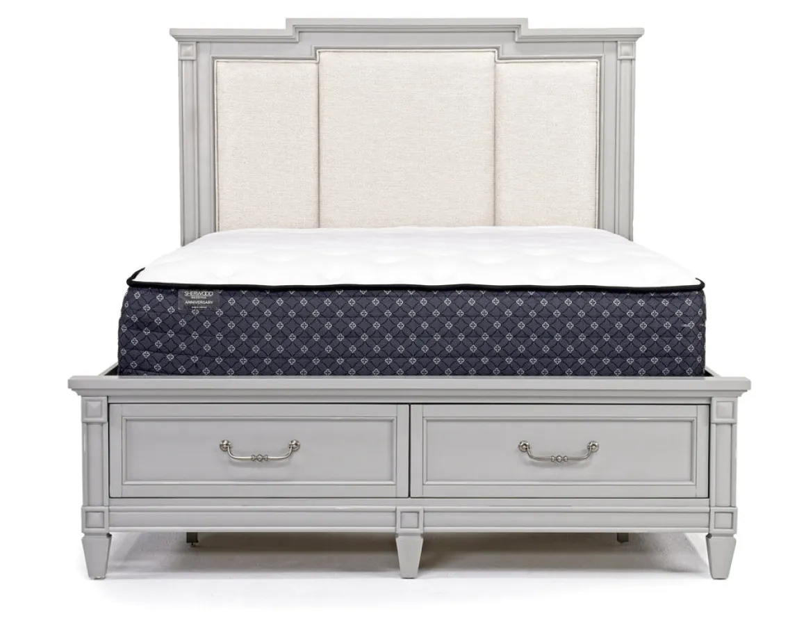 Willowbrook Upholstered Panel Bed In Pebble, Queen