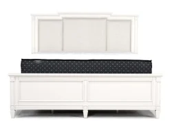 Willowbrook Upholstered Panel Bed, Dresser, Mirror & Nightstand In Pebble, Queen