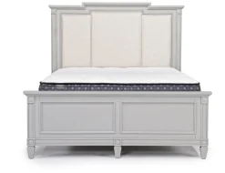 Willowbrook Upholstered Panel Bed, Dresser, Mirror & Nightstand In Pebble, Queen