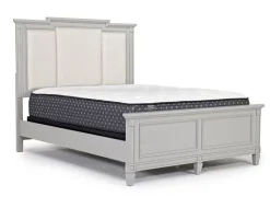 Willowbrook Upholstered Panel Bed, Dresser, Mirror & Nightstand In Pebble, Queen