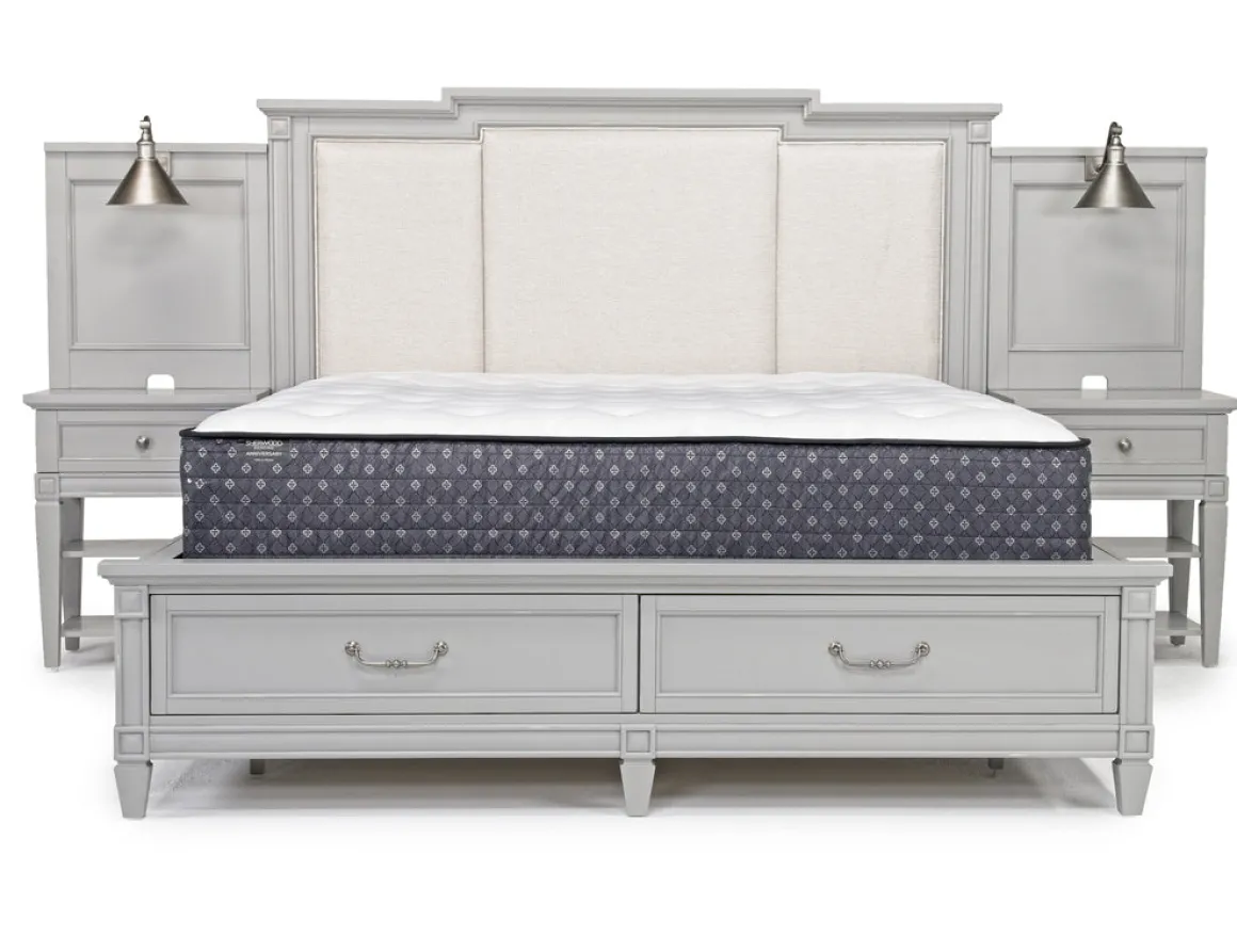Willowbrook Upholstered Wall Bed In Pebble, Queen