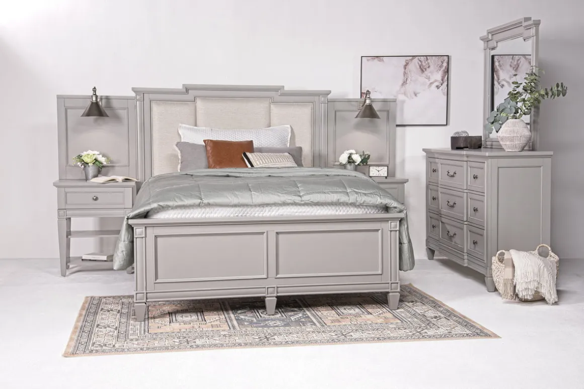 Willowbrook Upholstered Wall Bed In Pebble, Queen