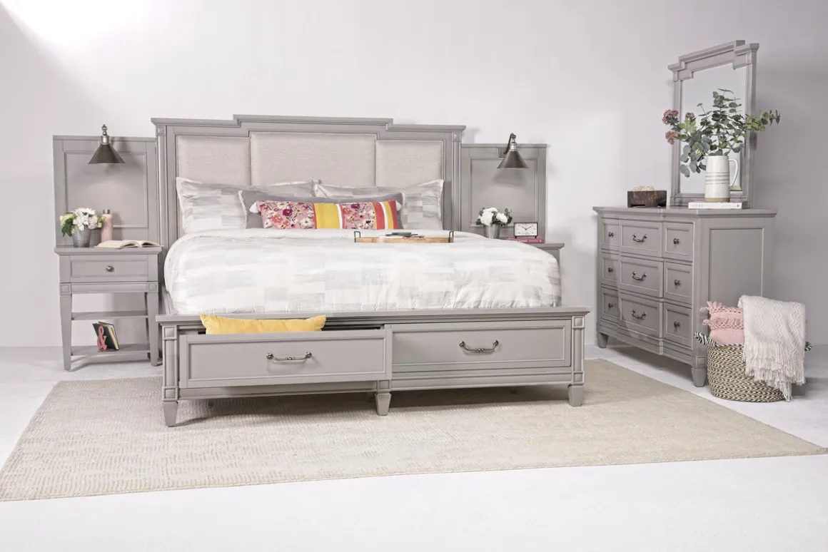 Willowbrook Upholstered Wall Bed In Pebble, Queen
