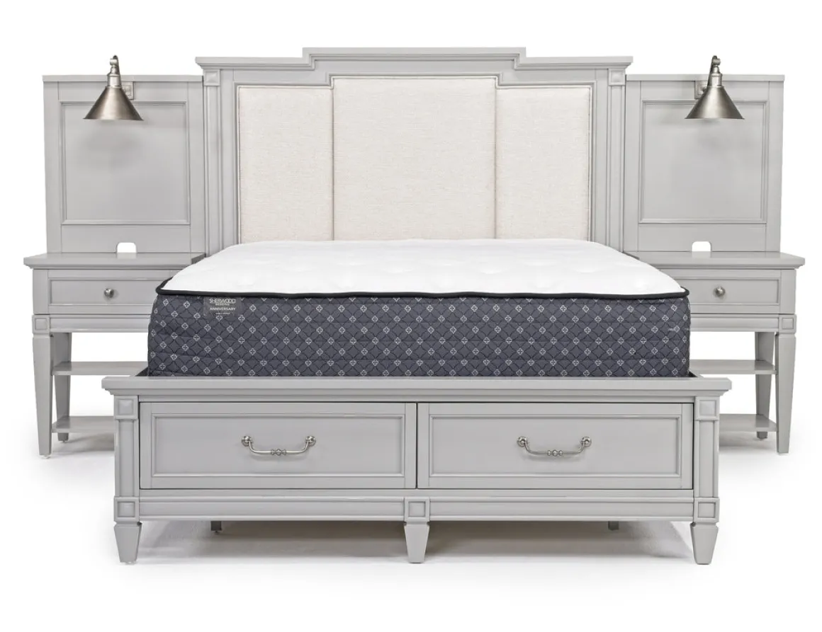 Willowbrook Upholstered Wall Bed In Pebble, Queen