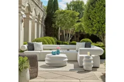 Winded Outdoor Round Accent Table In White