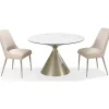 Winston Round Dining Table & 2 Stools In White/Cream