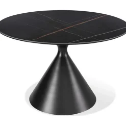 Winston Round Dining Table In Black Sintered Stone