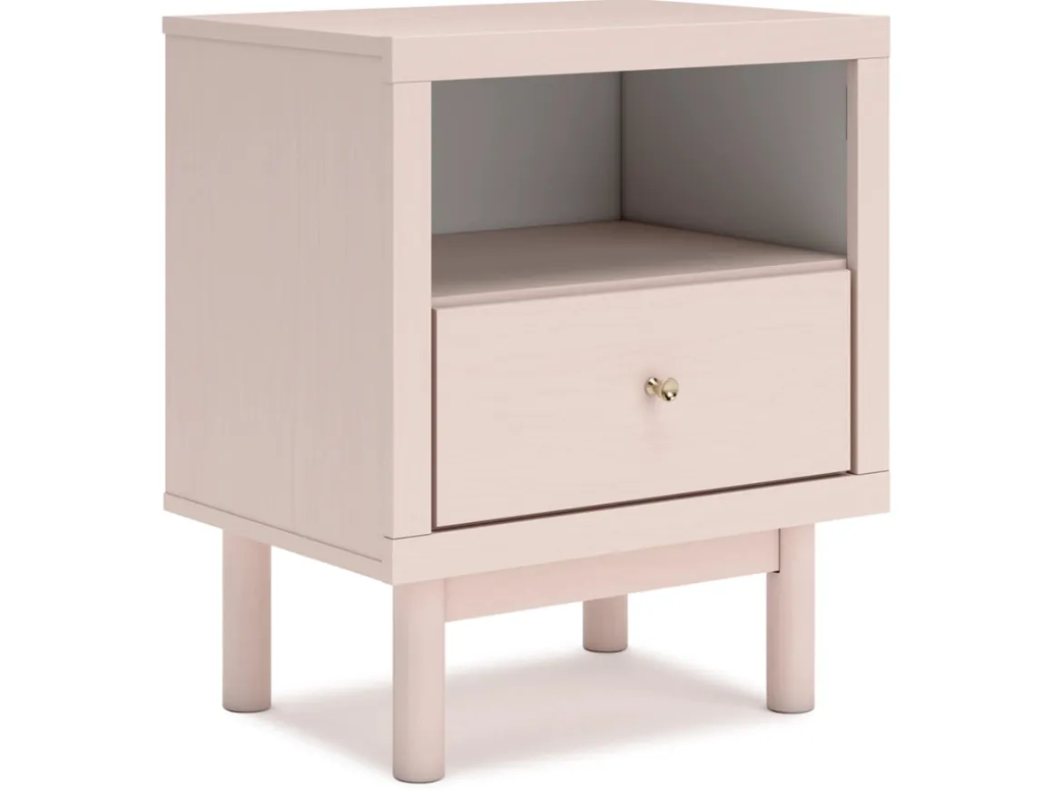 Wistenpine Panel Bed, Dresser, Mirror & Nightstand In Blush, Twin