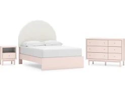 Wistenpine Panel Bed, Dresser, Mirror & Nightstand In Blush, Twin