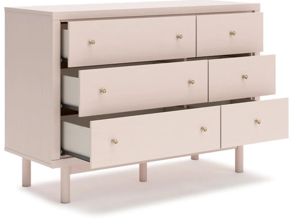 Wistenpine Panel Bed, Dresser, Mirror & Nightstand In Blush, Twin