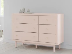 Wistenpine Panel Bed, Dresser, Mirror & Nightstand In Blush, Twin