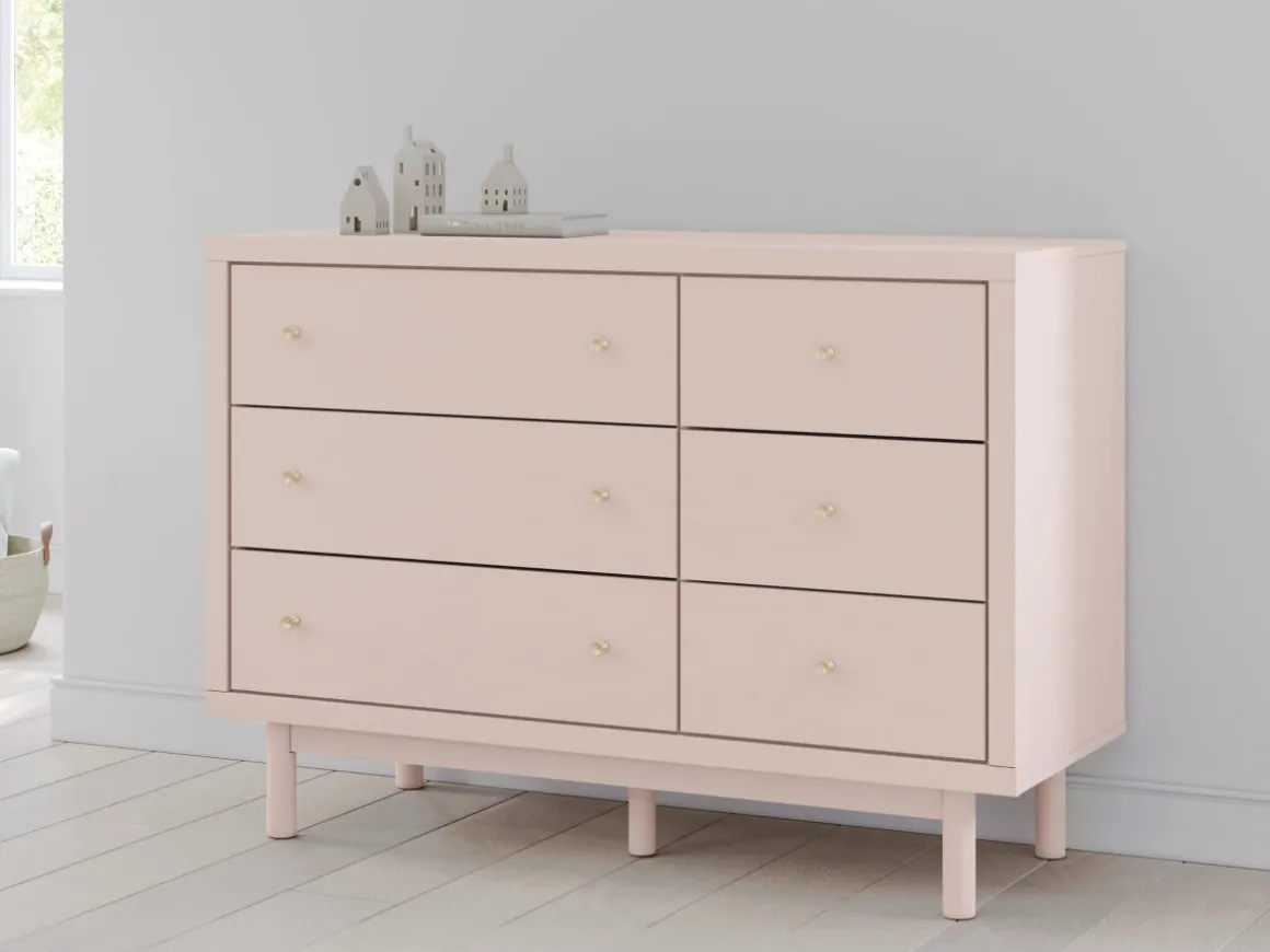 Wistenpine Panel Bed, Dresser, Mirror & Nightstand In Blush, Twin