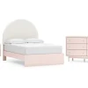 Wistenpine Panel Bed W/ Storage, Dresser, Mirror & Nightstand In Blush, Twin