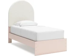 Wistenpine Panel Bed W/ Storage, Dresser, Mirror & Nightstand In Blush, Twin