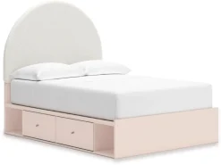 Wistenpine Panel Bed W/ Storage, Dresser, Mirror & Nightstand In Blush, Twin