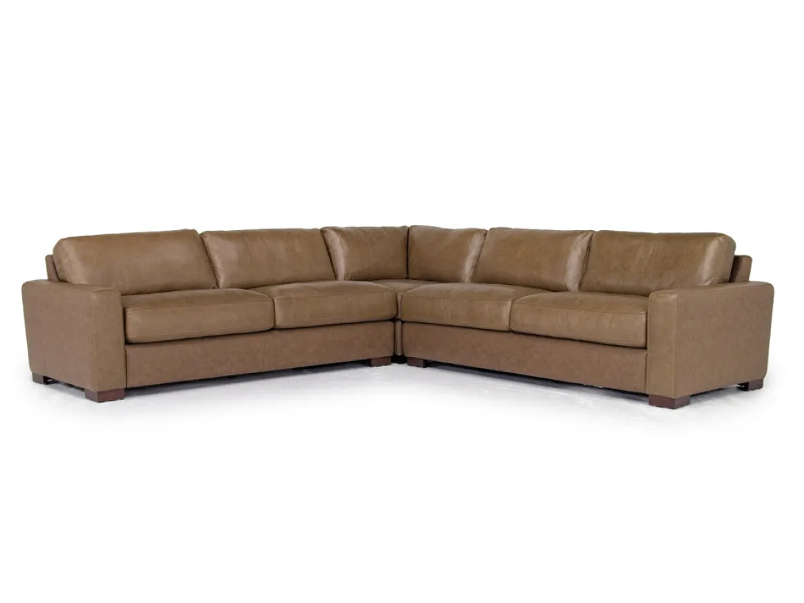 York 3 Piece Sectional In Chestnut Leather