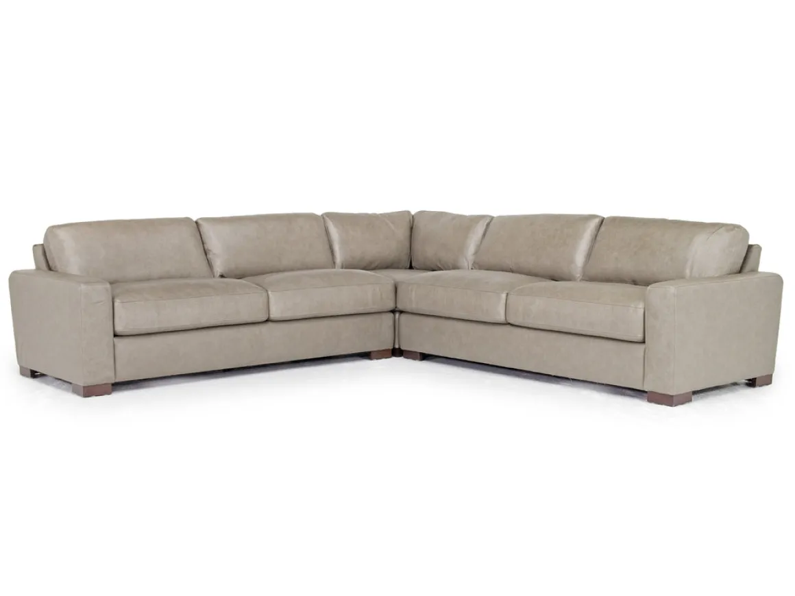 York 3 Piece Sectional In Chestnut Leather