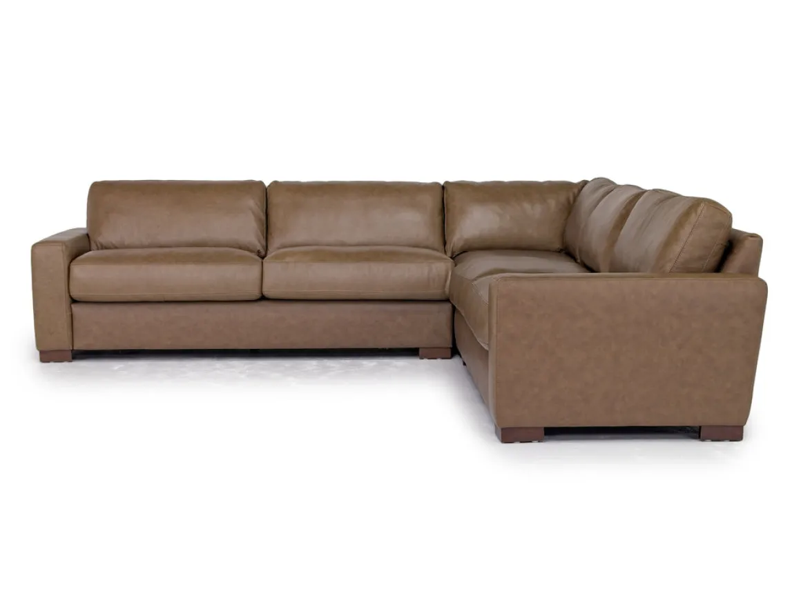 York 3 Piece Sectional In Chestnut Leather