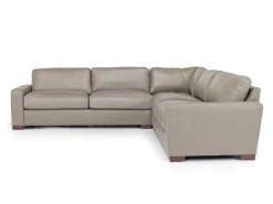 York 3 Piece Sectional In Chestnut Leather