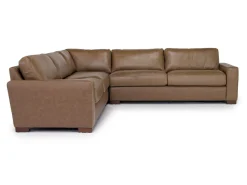 York 3 Piece Sectional In Chestnut Leather