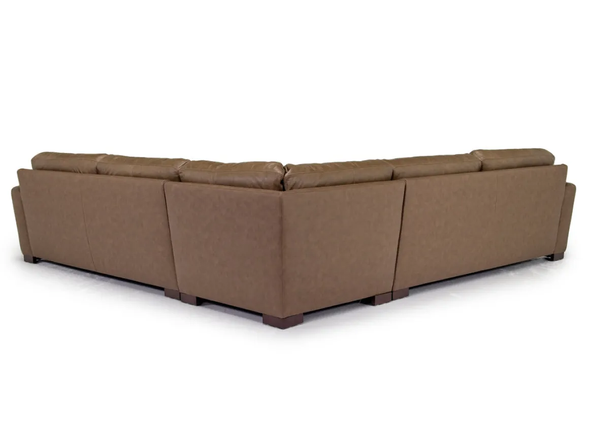 York 3 Piece Sectional In Chestnut Leather