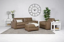 York Ottoman In York Taupe Leather