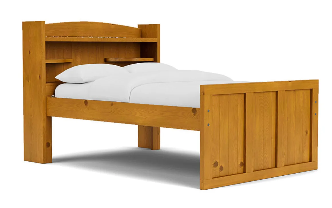 Young Pioneer Bookcase Bed W/ 4 Drawer Storage In Cinnamon, Twin